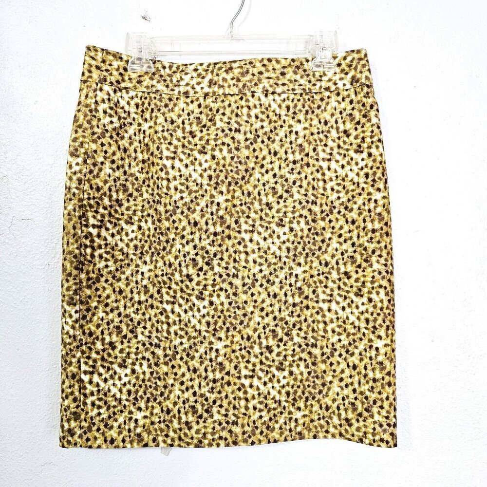 Ann Taylor Loft Brown Cream Animal Print Casual Mini Skirt Size 6 Minimalist